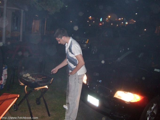 This is how a true Russian BBQs. 
Step 1 - get BMW.
Step 2 - use BMW headlights to provide light
Step 3 - BBQ