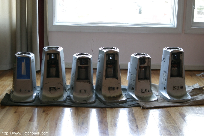I am in the process of refinishing these 6 mazzer grinders... I'll upload an "after" picture later